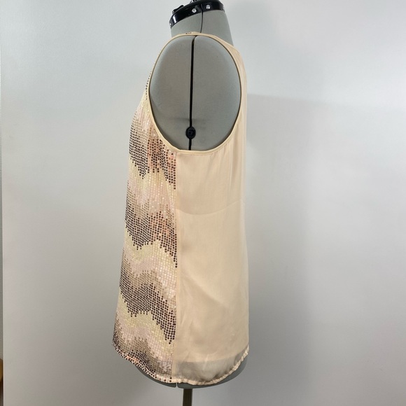 Fossil Medium Sequin Tank Rose Gold Copper Blush Champagne Ombre Chevron Cami - Picture 7 of 14